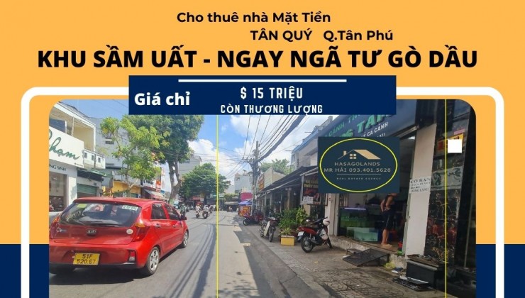 Cho thuê nhà mặt tiền Tân Quý 68m2, 1L , 15Triệu - cạnh ngã 4